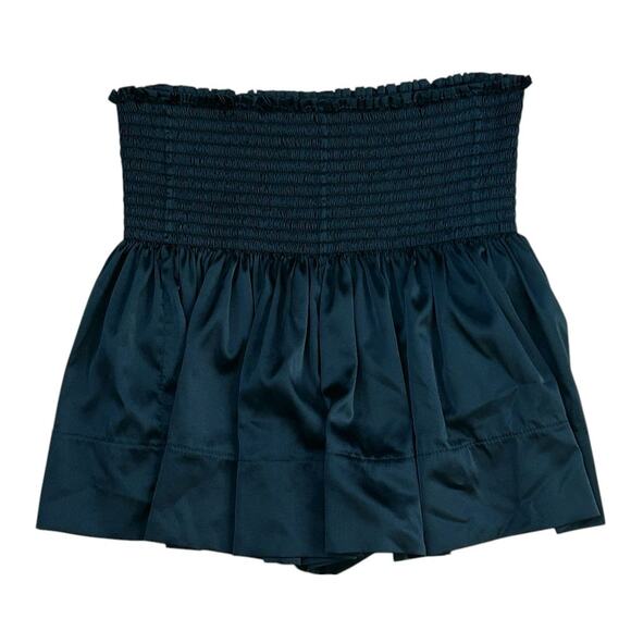 Natural Life Daisy Smocked Waist Teal Green Satin Shorts Women's XS/S - Picture 1 of 7